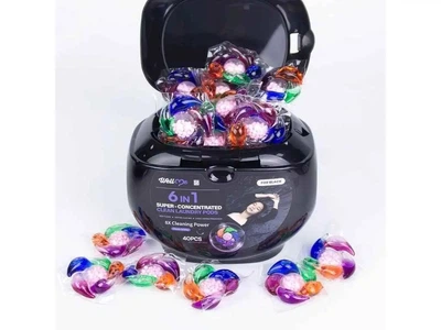 Парфумовані капсули з гранулами для Прання WellMe Black 6в1 Super-concentrated Clean Laundry Pods Велмі для Чорних речей 40шт