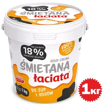 Сметана кулінарна Mlekpol Млекпол Smietana Laciata do Zup i Sosow 18% для супів та соусів Відро 1кг
