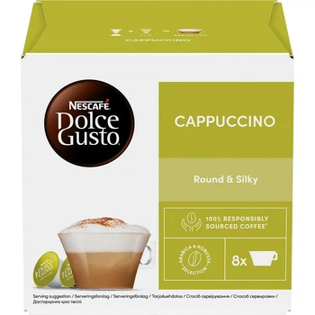 Кава мелена в Капсулах Nescafe Dolce Gusto Cappuccino Round&Silky Нескафе Капучіно Мякість та Насиченість 16шт 8порцій 186г