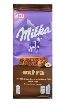 Шоколад плитка Milka Extra Chunky Noisette Chocolate Whole hazelnuts Мілка Екстра Молочний з цільним фундуком 190г