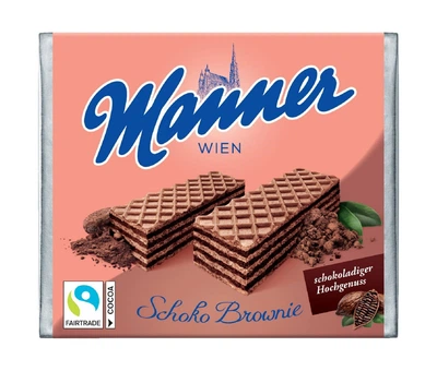 Вафлі сендвіч Шоколадні Manner Wien Schoko Brownie Маннер ВІденьські з какао-кремом 4шт 75г