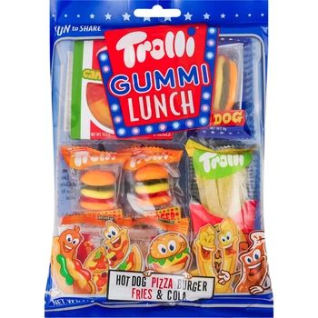 Набір Ланч-бокс Жувальний мармелад Trolli Gummy Lunch HotDog Pizza Burger Fries&Cola Тролі пакетики асорті 77г