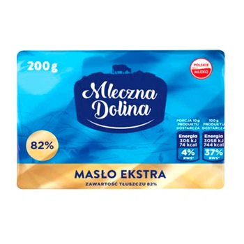 Масло вершкове 82% Mleczna Dolina Ekstra Maslo Молочна долина Екстра Брусок 200г