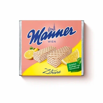 Вафлі сендвіч Шоколадні Manner Wien Zitrone Lemon Маннер ВІденьські з лимонно-ванільним кремом 4шт 75г