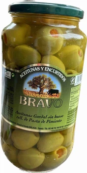 Оливки Гордаль з Перцем Bravo Encurtidos Aceitunas Gordal rellenas pimiento Браво Гігантські без кісточок фаршировані Банка 1000г