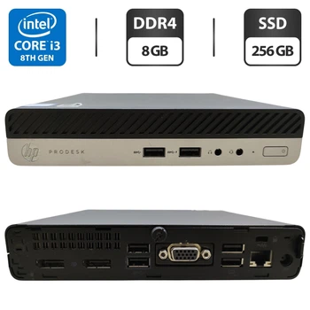 Неттоп HP ProDesk 400 G4 Desktop Mini USFF / Intel Core i3-8100T (4 ядер по 3.1 GHz) / 8 GB DDR4 / 256 GB SSD / Intel UHD Graphics 630 б/у