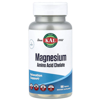Аминокислотный хелат магния KAL "Magnesium Amino Acid Chelate" с витаминами группы B (100 таблеток)