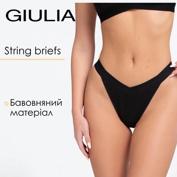 Женские трусы-стринги в рубчик Giulia (L5175S-M) M Black, хлопок повседневые трусики, черные