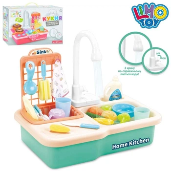 Дитяча іграшкова кухня Limo Toy, мийка (ллється вода), посуд, продукти, зелений (WD-R25)