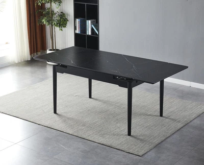 Стол BONN II CERAMIC 140(200)*90 черный мат/черный каркас
