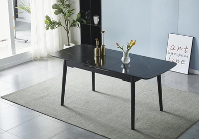 Стол BERLIN CERAMIC 140(180)*80 черный мат/черный каркас