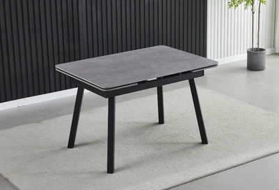 Стол MADRID CERAMIC 120(180)*85 grigio latte matt/черный каркас