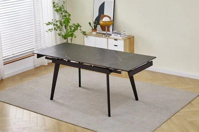 Стол OSLO CERAMIC 120(180)*80 черный мат/черный каркас