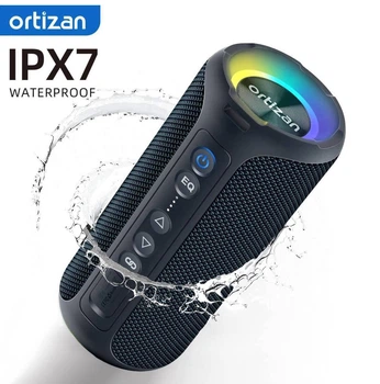 Портативная водонепроницаемая Bluetooth-колонка Ortizan X8 Pro с защитой от воды IPX7, 40 Вт, LED-подсветка. Беспроводная акустика, черная