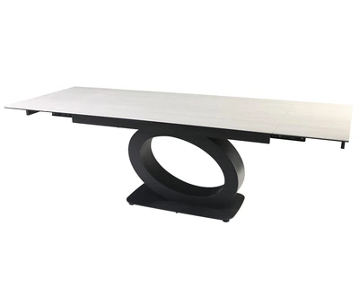 Стол OVIDIO CERAMIC 160(240)*90 белый дуб/черный каркас