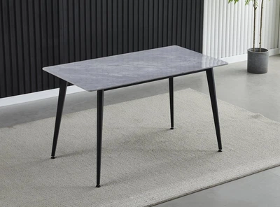 Стол SABA CERAMIC 130*70 серый глянец/черный каркас