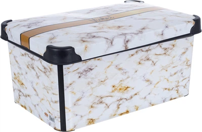 Контейнер для зберігання з кришкою Violet House Decor Marble White 10 л (0647 DECOR Marble WHITE з/кр. 10)
