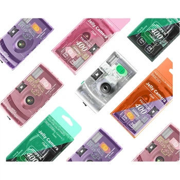 Фотоаппарат FUJIFILM Jelly, пленочный фотоаппарат, пленочный фотоаппарат C400, позволяет сделать 36 снимков, цвет «Личи», прозрачная пленка, одноразовый пленочный фотоаппарат.