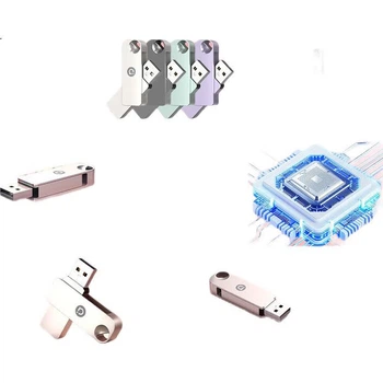 ASUS Aodou 64 ГБ USB3.2Gen 1 Високошвидкісний металевий обертовий флеш-накопичувач великої ємності, універсальний для бізнесу, навчання, офісу та проведення тендерів, серія U300, колір «космічний сріблястий».