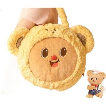 Сумочка Deli Butter Bear, милая плюшевая деловая сумка, сумка через плечо с прозрачным окошком, двусторонняя сумка HY708