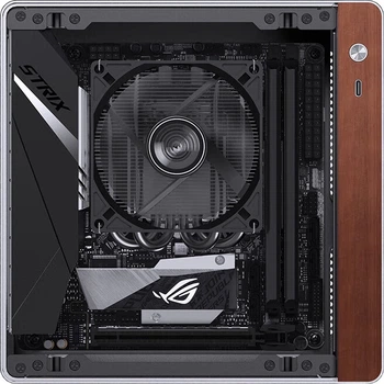 Корпус для мини-настольного компьютера JONSBO N10 Silver ITX (корпус из алюминиевого сплава толщиной 3,3 мм, древесина черного ореха из Северной Америки, форм-фактор ITX, объем 4,5 л, блок питания 1U FLEX)