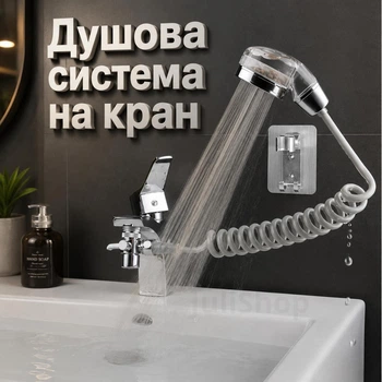 Душевая система на кран с внешним душем и турмалиновой насадкой External Shower