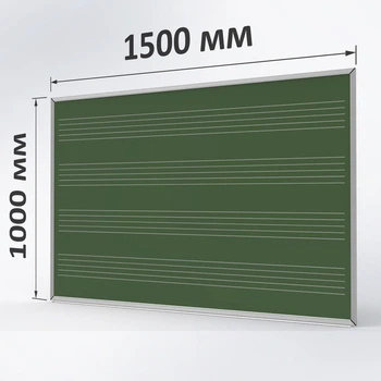 Магнітна крейдяна дошка ТСО зелена 100×150 см, нотний стан