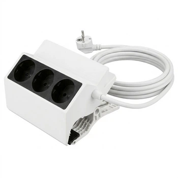 Удлинитель SilverCrest с зажимом 3 розетки 3520W 3 м White-Black (3_08327)