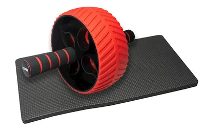 Колесо для тренування м'язів пресу Power System PS-4107 Full Grip з килимком, червоне