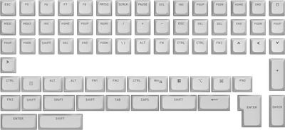 Набор кейкапов Hator OMA profile PBT keycap set, B-part, ANSI/ISO, 60/65/75/87/98/104 White (HTS513)