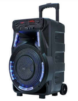 Портативная акустическая система ZXX-7373 400Вт 12" с LED подсветкой Bluetooth и микрофоном на колесах 53х35х28см