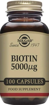 Дієтична добавка Solgar Біотин 5000 мкг Вітамін B7 100 таблеток (33984003149)