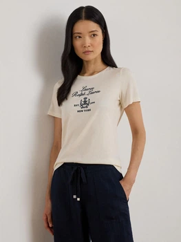 Футболка бавовняна довга жіноча Ralph Lauren 241867156 S Молочна (1159862980)