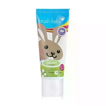 Детская зубная паста с ксилитом и фтором 0-3 лет, яблоко-мята Brush-Baby Applemint 50 мл