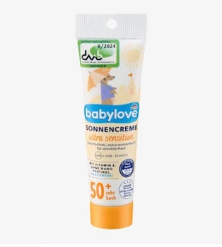 Детский Солнцезащитный крем для чувствительной кожи babylove Sonnencreme Baby ultra sensitive LSF 50+ 30 ml