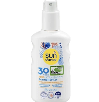 Гипоаллергенный солнцезащитный спрей для чувствительной кожи SUNDANCE Sonnenspray, MED ultra sensitiv, LSF 30, 200 мл