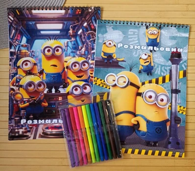Раскраска Посіпаки Minions А4 набір 2 шт + фломастери (28814)