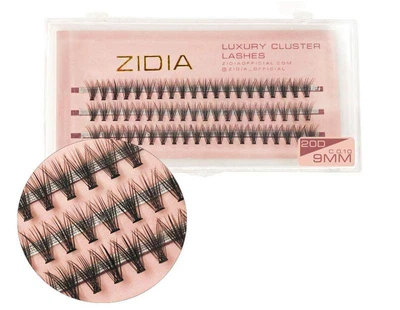 Ресницы накладные пучковые Zidia Cluster Lashes 20D C 0.10 (3 ленты, размер 9 мм)