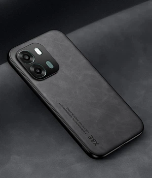 Кожаный чехол XnE OPPO A6x с металлической вставкой Black (44413-2B)