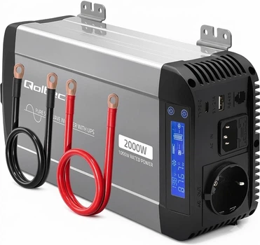 Przetwornica napięcia Qoltec Pure Sine Wave 12V/230V 1000/2000W LCD (5901878526966)