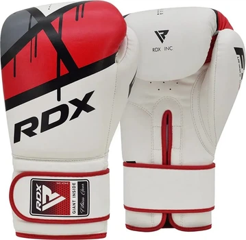 Боксерские перчатки RDX кожа 12 унций белый красный