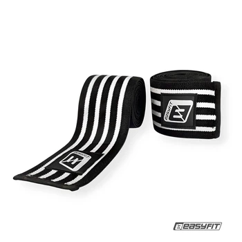 Бинт для приседаний EasyFit полиэстер 200 см черно-белый