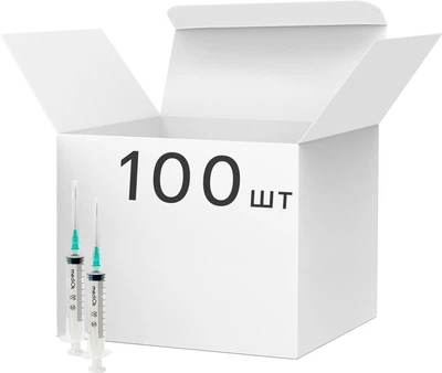 Шприц трехкомпонентный mediOk Luer Slip 10 мл игла 21G 0.8x40 мм 100 шт (3CLS-10M21G)