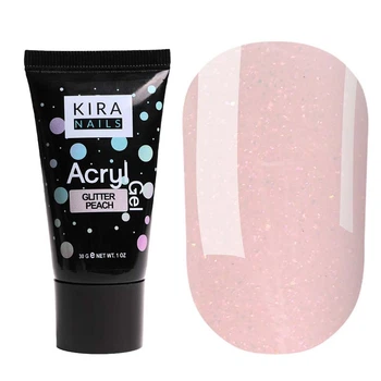 Акрил гель для нарощування нігтів Kira Nails Acryl Gel Glitter Peach 30 г