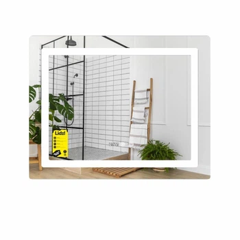 Зеркало Lidz Kubis (KU2) 800х600 с LED-подсветкой, антизапотеванием, часами и сенсорным диммером (SD00055405)
