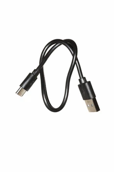 Кабель USB - Type-C 30 см Короткий для павербанка и смартфона 2A Черный (с передачей данных)