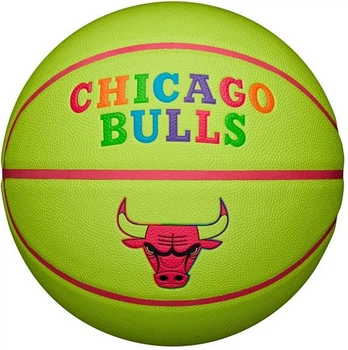Баскетбольний м'яч Wilson NBA Team Neon Chicago Bulls, розмір 7, композитна шкіра, для залу та вулиці, салатовий, дизайн All-Team Retro(OB_CC4FD3651486)