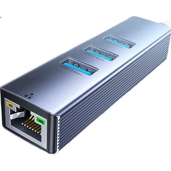 Док-станція розширення SAMZHE Type-C на Gigabit Ethernet, розгалужувач USB 3.0, адаптер мережевого кабелю RJ45 для ноутбука, док-станція розширення для робочого столу Ethernet RHX13-C