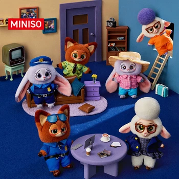 MINISO Disney Zootopia Виниловая плюшевая фигурка в закрытой коробке, украшение для рабочего стола, подарок на день рождения, одна упаковка.