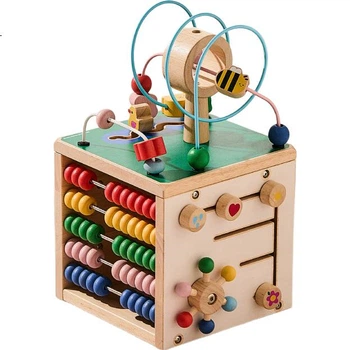 Дитяча іграшка Imikids Baby Hexahedron для бісероплетіння, іграшка раннього розвитку Монтессорі для дітей віком 0-3 років, навчальний багатогранний куб